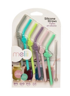 melii Set Of 6 Silicone Animal Straws With Cleaning Brush  - Image 2