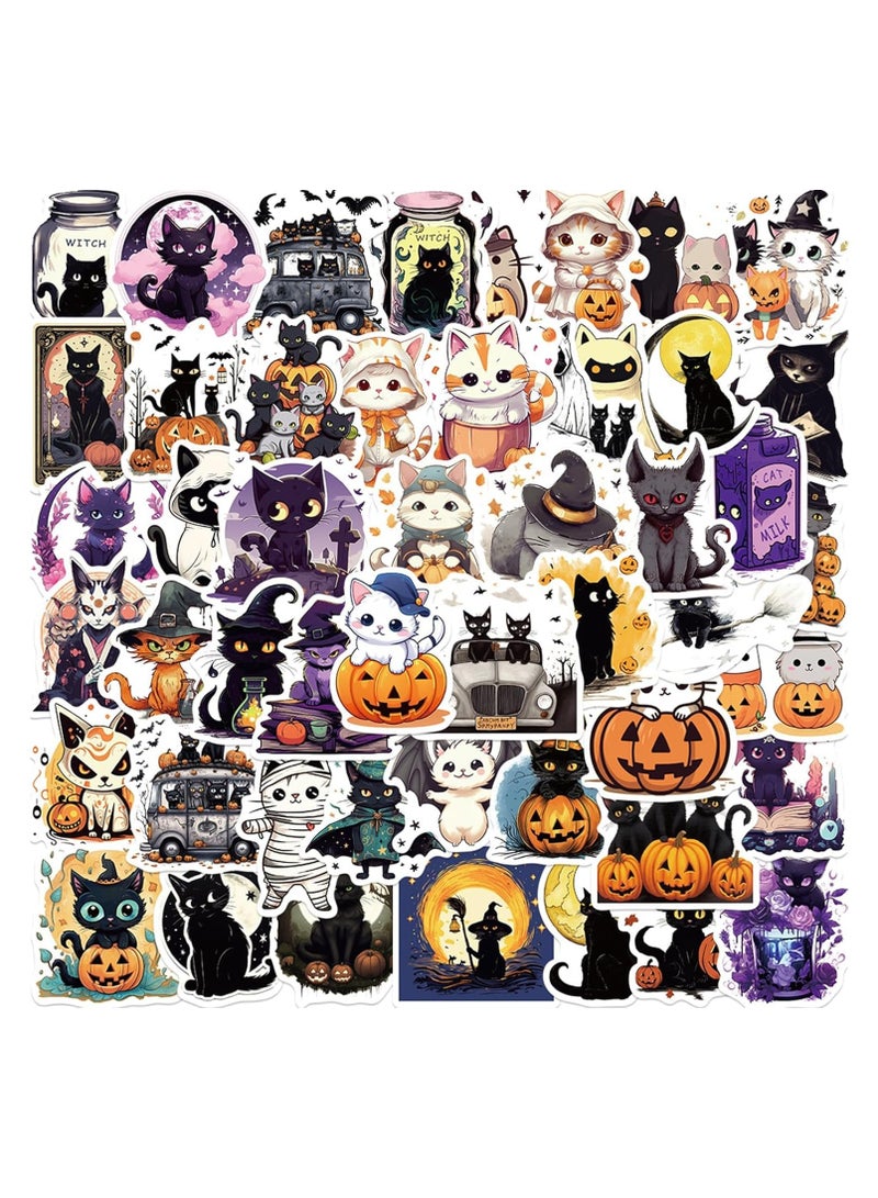 Stickers, 100 Pcs Halloween Party Favors Stickers for Kids, Adhesive Vinyl Halloween Stickers Decorations, Non Repeating boo wolf cat witch moon bat pumpkin Party Gifts for Adult Boys Girls (50) - Image 1