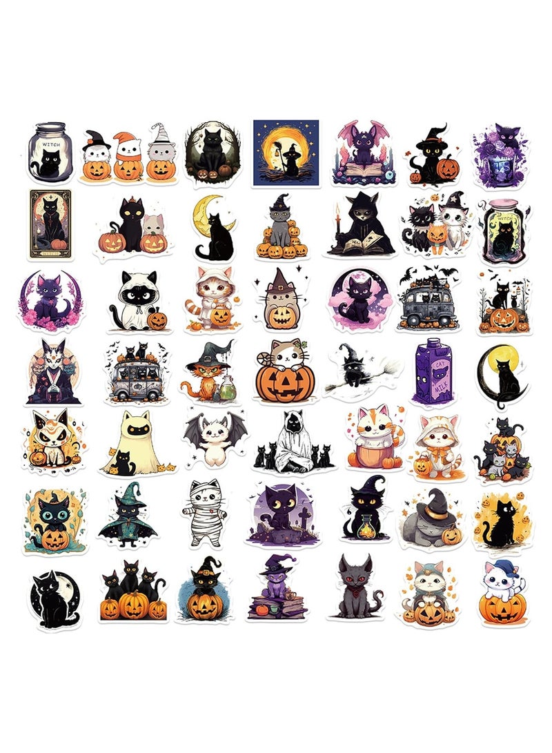 Stickers, 100 Pcs Halloween Party Favors Stickers for Kids, Adhesive Vinyl Halloween Stickers Decorations, Non Repeating boo wolf cat witch moon bat pumpkin Party Gifts for Adult Boys Girls (50) - Image 2