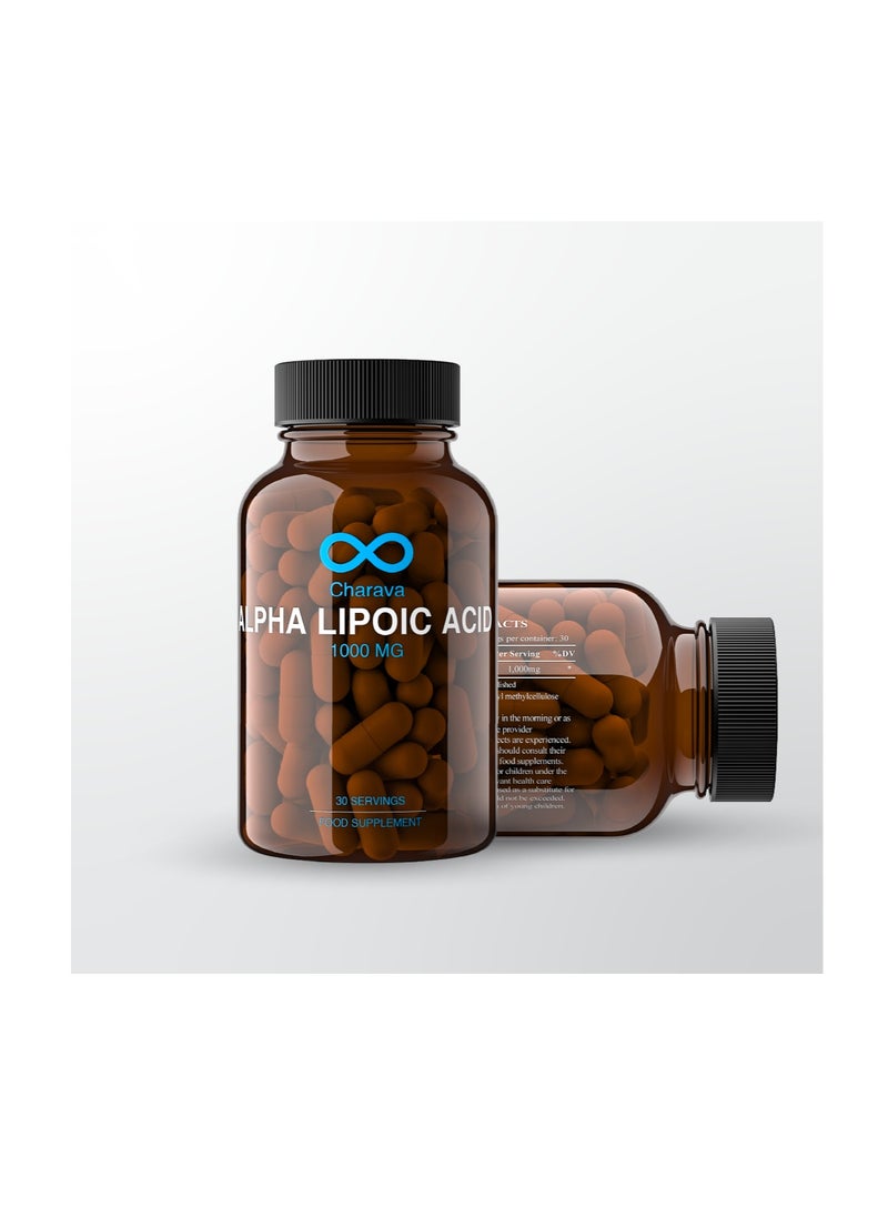 Charava Charava Alpha Lipoic Acid 1000mg | High Strength ALA Supplement | 30 Servings | 99%+ Purified | Vegan | UK Based  - Image 2