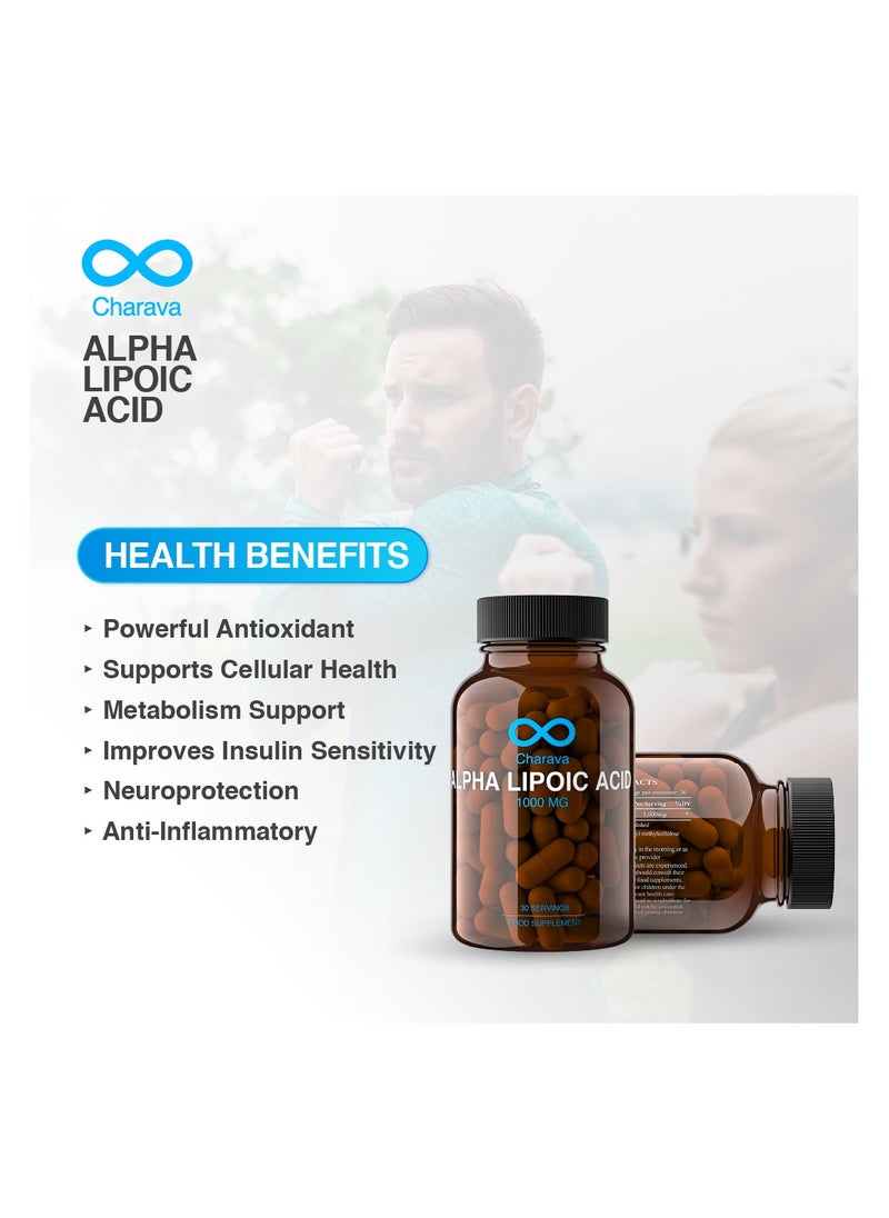 Charava Charava Alpha Lipoic Acid 1000mg | High Strength ALA Supplement | 30 Servings | 99%+ Purified | Vegan | UK Based  - Image 4