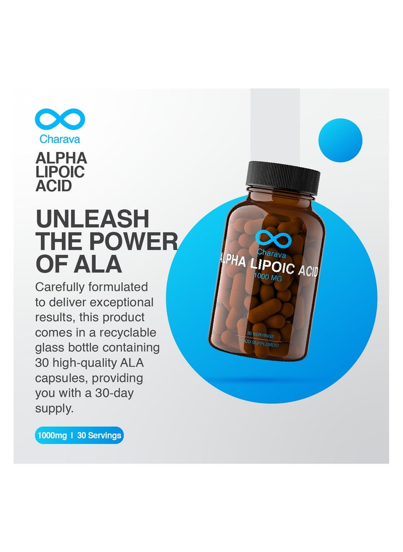 Charava Charava Alpha Lipoic Acid 1000mg | High Strength ALA Supplement | 30 Servings | 99%+ Purified | Vegan | UK Based  - Image 5