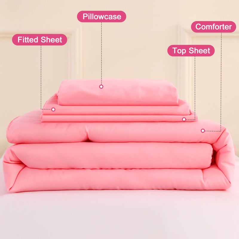 Wowelife Toddler Bedding Set for Girls 4 Piece Ruffle Boho Tufted Fringe Pink Toddler Bed Comforter Sets Jacquard Bed Set Bed in a Bag with Comforter, Flat Sheet, Fitted Sheet, Pillowcase - Image 5