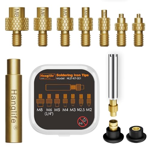 Hanglife Heat-Set Insert Tips for Threaded Inserts M2 M2.5 M3 M4 M5 M6 M8, Soldering Iron Tips Compatible with Weller SP40NUS/Hakko FX-888D/900M/T18 Irons- Press Tool for Plastic 3D Printer Components - Image 1