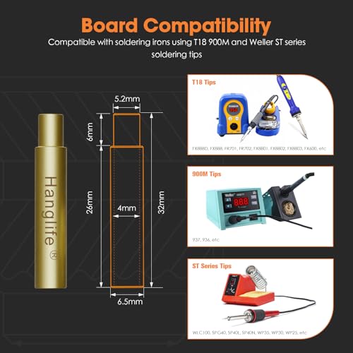 Hanglife Heat-Set Insert Tips for Threaded Inserts M2 M2.5 M3 M4 M5 M6 M8, Soldering Iron Tips Compatible with Weller SP40NUS/Hakko FX-888D/900M/T18 Irons- Press Tool for Plastic 3D Printer Components - Image 3