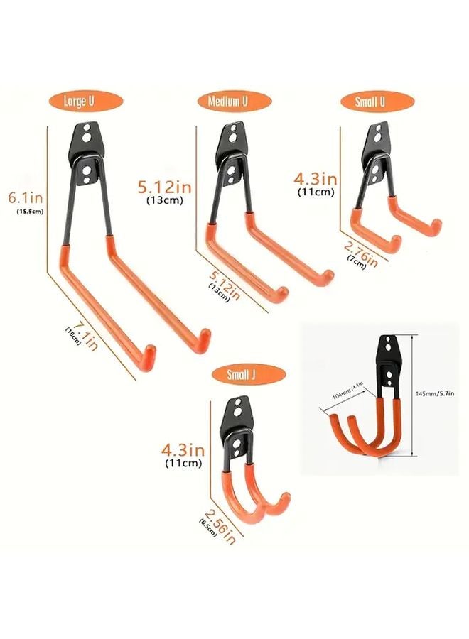 Heavy Duty Metal Wall Mounted Garage Organizer With Straight Hook 01 Black Orange - Image 4