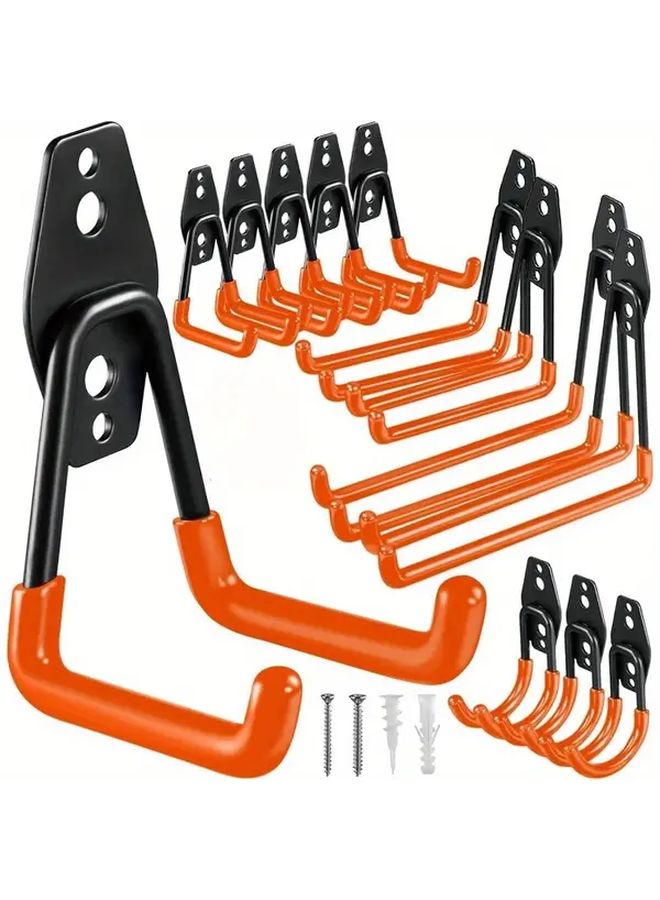 Heavy Duty Metal Wall Mounted Garage Organizer With Straight Hook 01 Black Orange - Image 2