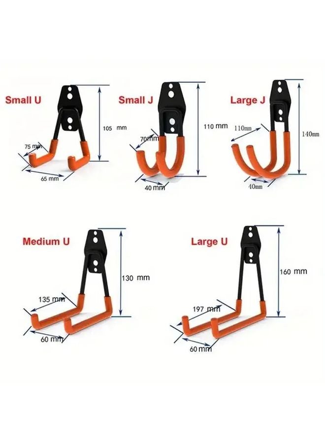 Heavy Duty Metal Wall Mounted Garage Organizer With Straight Hook 01 Black Orange - Image 5