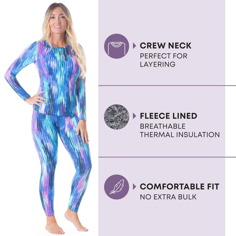 Rocky Thermal Underwear Women Long Johns Womens Thermals Top Bottom Set Fleece Lined Under Wear Clothes Base Layer Thermals, Large, Rope Design - Image 2