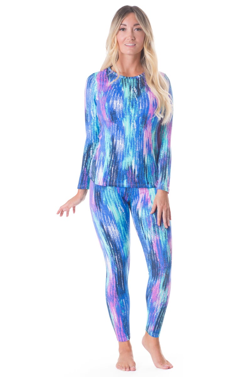 Rocky Thermal Underwear Women Long Johns Womens Thermals Top Bottom Set Fleece Lined Under Wear Clothes Base Layer Thermals, Large, Rope Design - Image 1