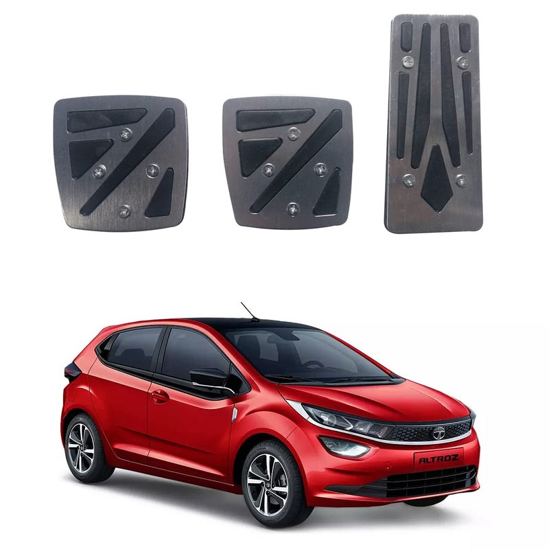 Oshotto 3 Pcs Non-Slip Manual CS-048 Car Pedals Kit Pad Covers Set Compatible with Tata Altroz (Grey) - Image 1