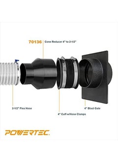 POWERTEC 70136 4 Inch Hose To 2 1 2 Inch Hose Cone Reducer  - Image 2