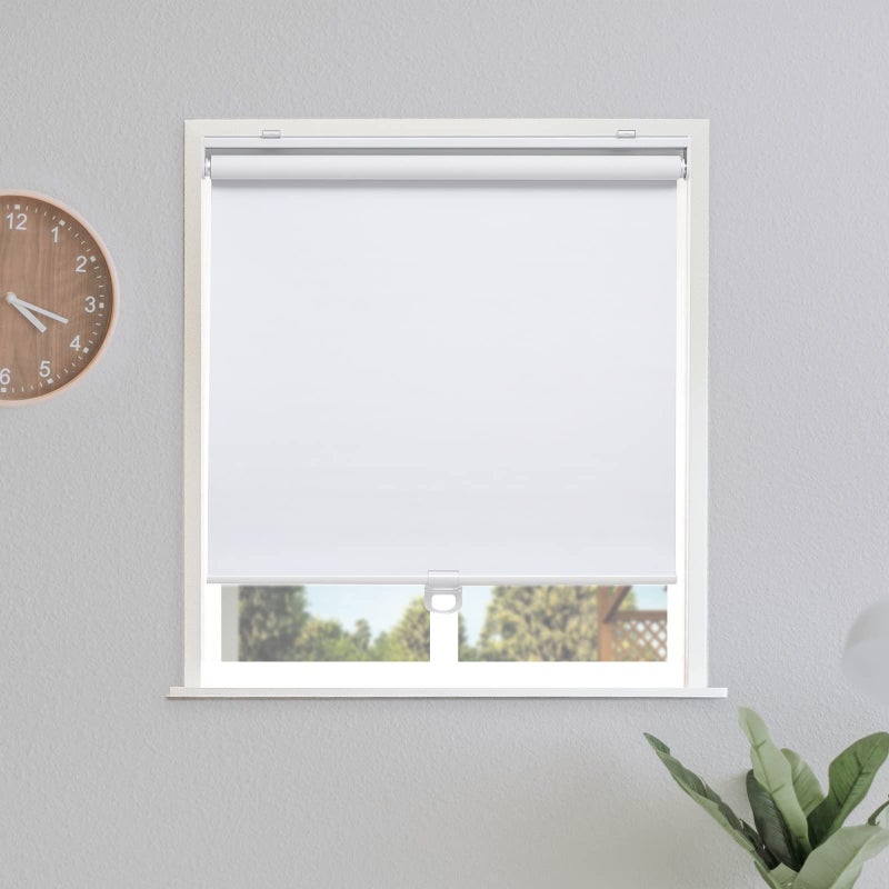 Sunoff Blackout Roller Shades Blinds Cordless for Windows Pull Down Room Darkening Door Blinds with Thermal Insulated Easy to Install for Living Room,Bedroom,Home,Office Bathroom White 22" W x 72" H - Image 1