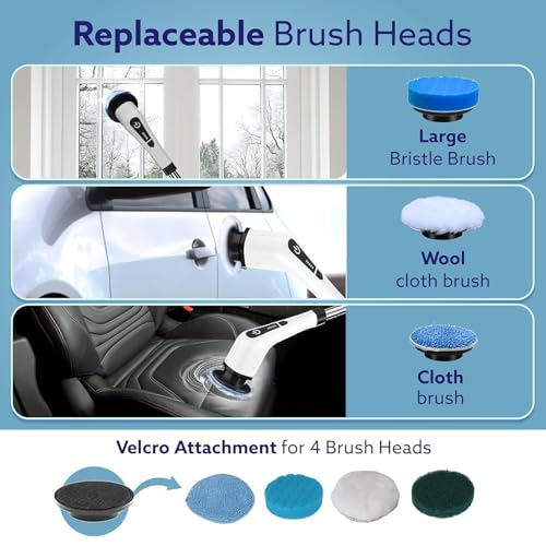 Virav Premium 9 in 1 Electric Spin Scrubber | Cleaning Brush Scrubber for Home | Full Body Waterproof Cordless | Adjustable & Detachable Handle | Bathroom, Tub, Tile, Floor, Car - Image 4