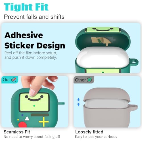 BIQIRE Cute Cover for AirPods 4 Case (2024), Cartoon Cute AirPods 4 Case Game Console Design Silicone Shock-Proof Protection Cool Case for AirPods 4th Generation Case Funny with Keychain/Cleaner Kit (Green) - Image 5