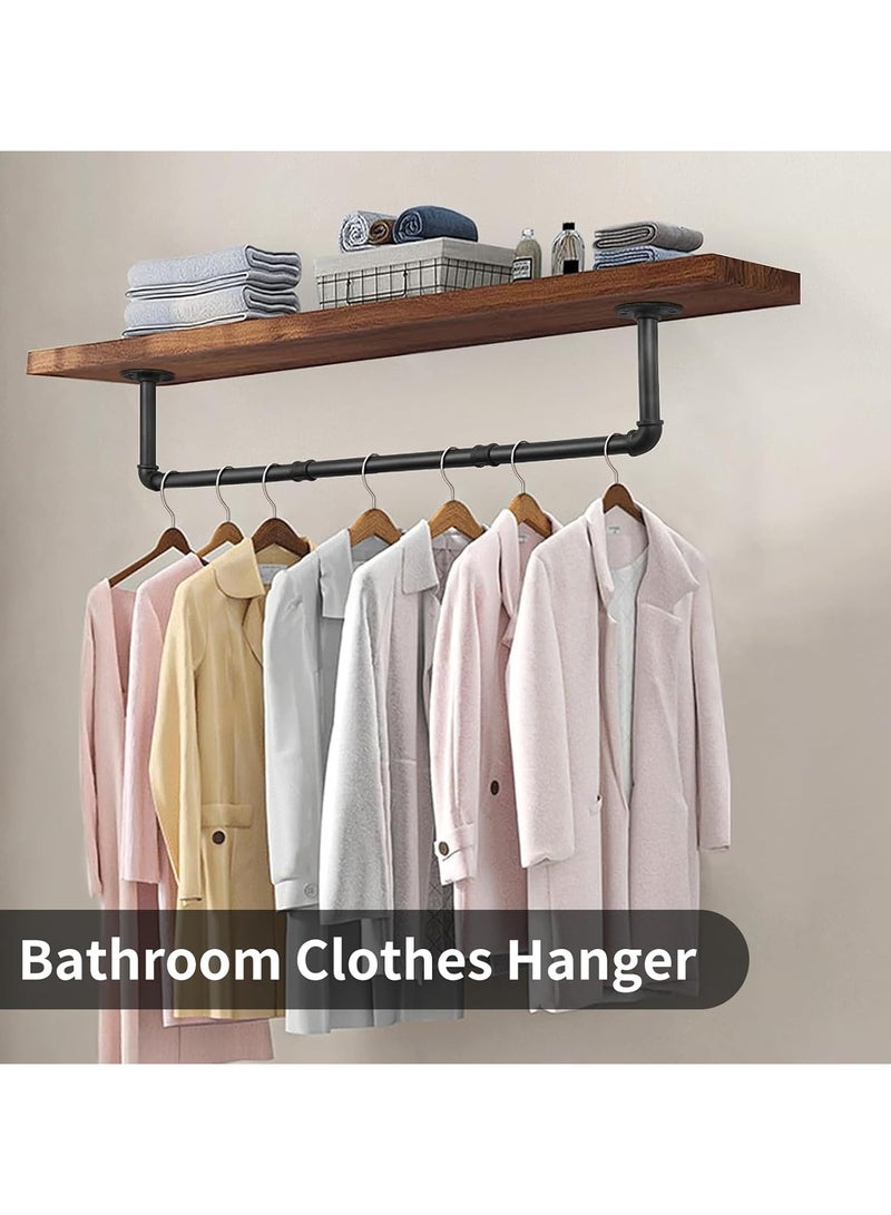 Beauenty Clothes Rack Wall Mounted, 2 Pack Heavy Duty Iron Garment Bar, Industrial Pipe Garment Rack Detachable Adjustable 92 CM Long - Image 2