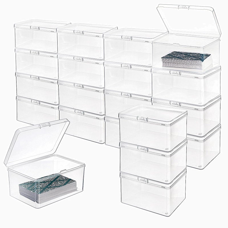 Tebery 20 Pcs Plastic Playing Card Cases Clear, Waterproof Card Deck Box for Game, Sturdy Trading Card Holder, Portable Card Game Storage Container for Party, Travel, Outdoors, Snap Closed - Image 1