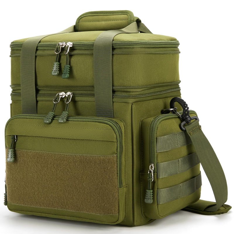 Gafetrey Large Tactical Lunch Box for Men Insulated Lunch Bag Adult Thermal Lunchbox Leakproof Waterproof Cooler Bag Dual Compartment Lunch tote Large Lunch Pail for Office Camping Green24L - Image 2