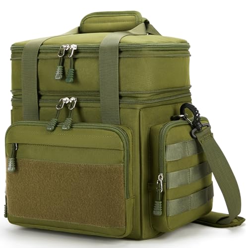 Gafetrey Large Tactical Lunch Box for Men Insulated Lunch Bag Adult Thermal Lunchbox Leakproof Waterproof Cooler Bag Dual Compartment Lunch tote Large Lunch Pail for Office Camping Green24L - Image 1