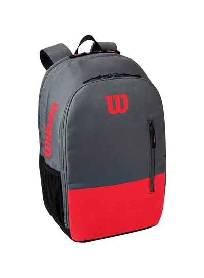 Wilson Team Tennis Backpack, Red/ Grey, Adults, Holds up to 2 Rackets