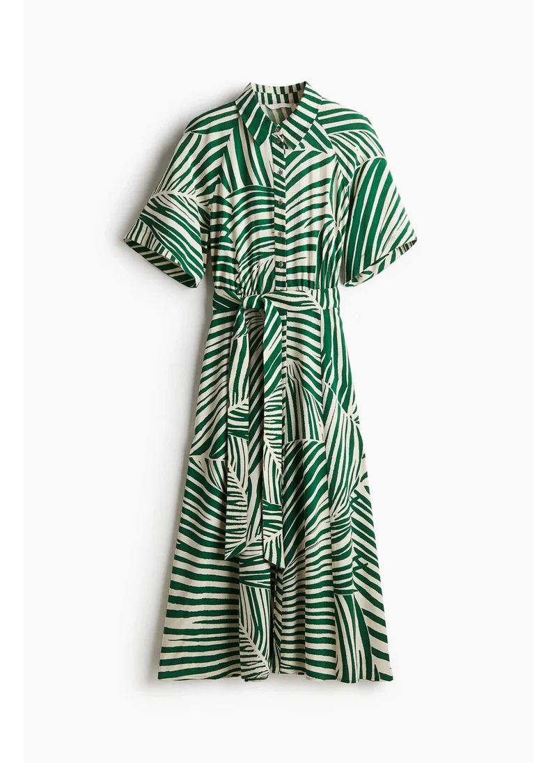 اتش اند ام Tie-belt shirt dress