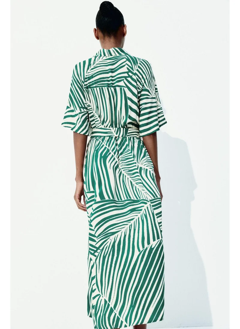 اتش اند ام Tie-belt shirt dress