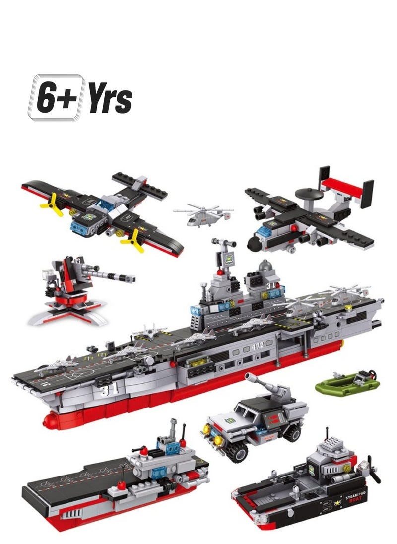 EP EXERCISE N PLAY 1161 Pieces Aircraft Carrier Building Kit Military Warship Battleship Building Blocks Sets With Patrol Boat Fighter Plane Creative Roleplay Ship Building Toys For Kids Boys Girls 612 Years  - Image 1