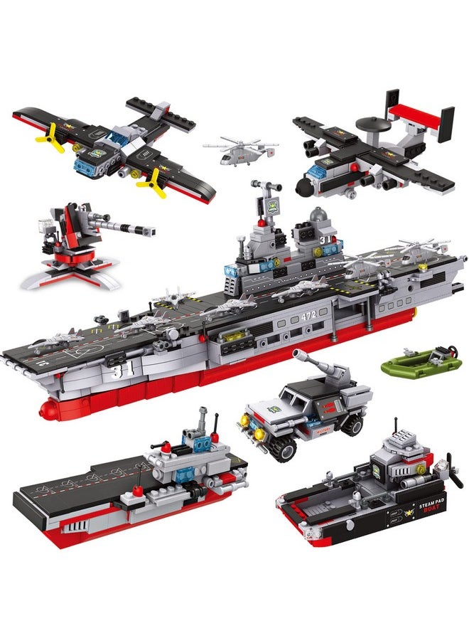 EP EXERCISE N PLAY 1161 Pieces Aircraft Carrier Building Kit Military Warship Battleship Building Blocks Sets With Patrol Boat Fighter Plane Creative Roleplay Ship Building Toys For Kids Boys Girls 612 Years  - Image 2