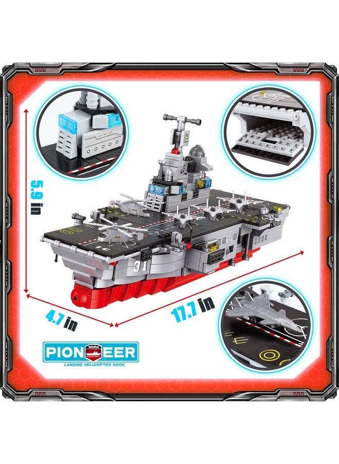 EP EXERCISE N PLAY 1161 Pieces Aircraft Carrier Building Kit Military Warship Battleship Building Blocks Sets With Patrol Boat Fighter Plane Creative Roleplay Ship Building Toys For Kids Boys Girls 612 Years  - Image 3