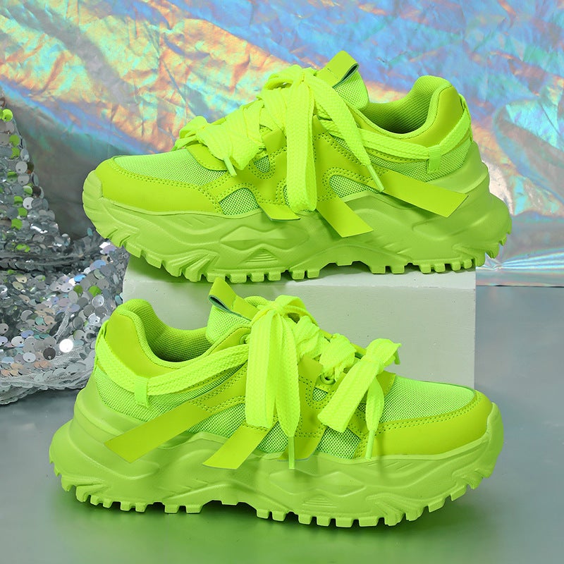 Trendy Thick Sole Increased Torre Shoes Mesh Surface Breathable Comfortable Casual sneaker Fashion All-match Outdoor Couple Trendy Shoes Black - Image 4