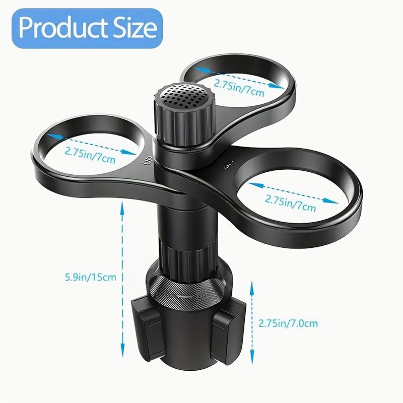 Black 3 In 1 Adjustable Car Cup Holder Expandable Base Fits Most Cars Stable - Image 3