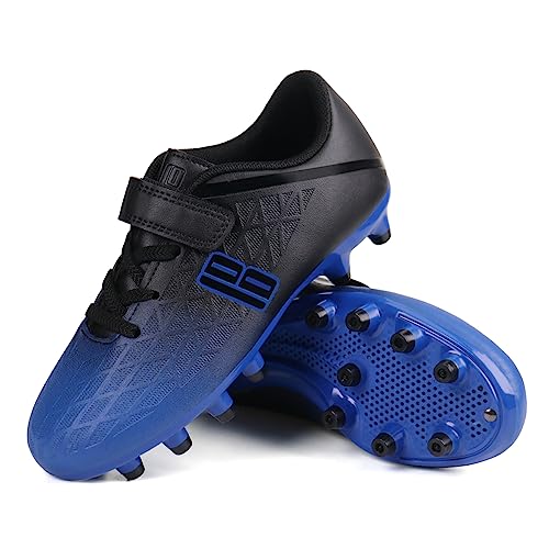 brooman Kids Firm Ground Soccer Cleats Boys Girls Athletic Outdoor Football Shoes (3.5,Blue Black) - Image 5