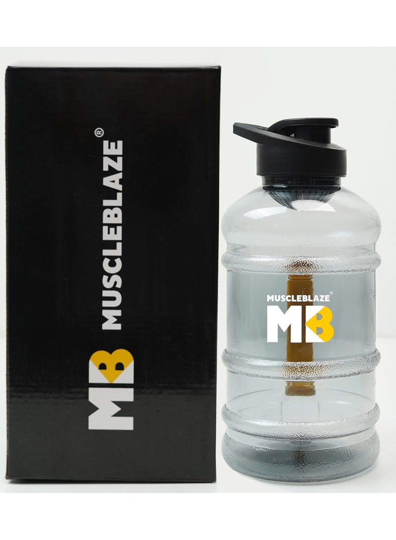 MUSCLEBLAZE Gallon Bottle with Blender Ball (Black Transparent, 1.5 L) Leakproof, BPA-Free Plastic  - Image 1