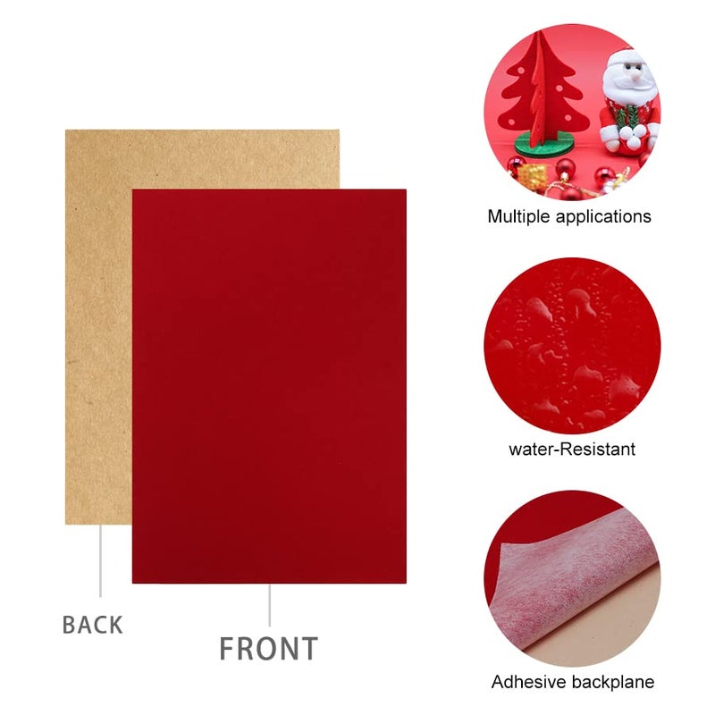 YaoHui 3PCS Self Adhesive Felt Sheet, Felt Sheets with Adhesive Backing, Peel and Stick Felt Sheets Adhesive Backed, A4 Size Felt Adhesive Sheet (8.3" x 11.8", Red) - Image 3