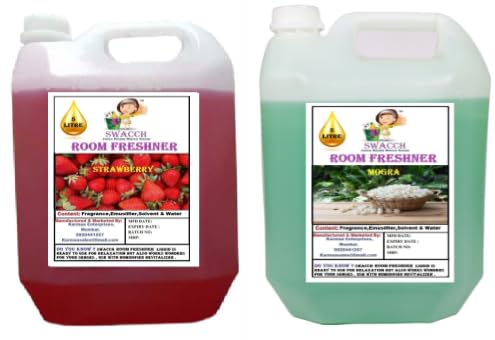 swacch Room Freshner For Home Car Wash Room instant Refreshing Fragrance I EcoFriendly Formula I Skin Friendly I Ready to use I Water Based I Strawberry Mogra 5 Litre Combo Pack of 2  - Image 1