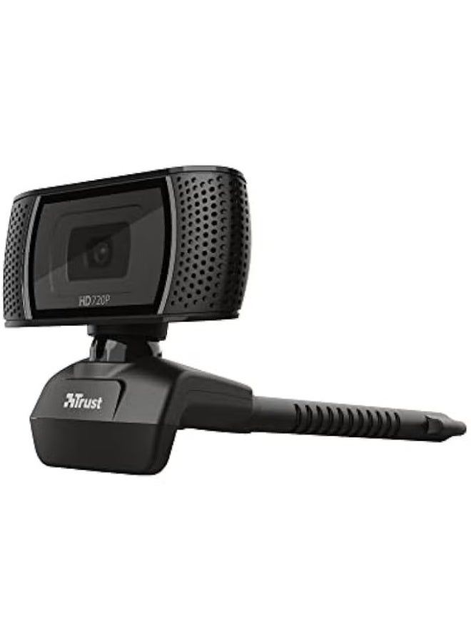 تراست كاميرا ويب TRINO HD مع ميكروفون، 1280x720، 30 إطار في الثانية، قاعدة عالمية، USB، كاميرا ويب مع زر تصوير للبث المباشر، مكالمات الفيديو، سكايب، تيمز، زوم، كمبيوتر شخصي، لابتوب، ماك - أسود - Image 3