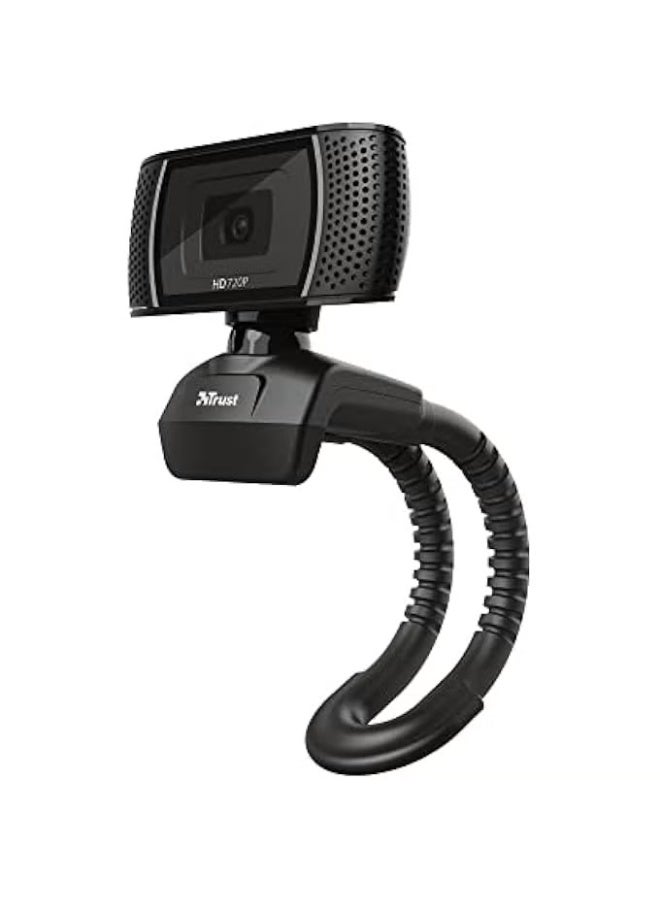 تراست كاميرا ويب TRINO HD مع ميكروفون، 1280x720، 30 إطار في الثانية، قاعدة عالمية، USB، كاميرا ويب مع زر تصوير للبث المباشر، مكالمات الفيديو، سكايب، تيمز، زوم، كمبيوتر شخصي، لابتوب، ماك - أسود - Image 2