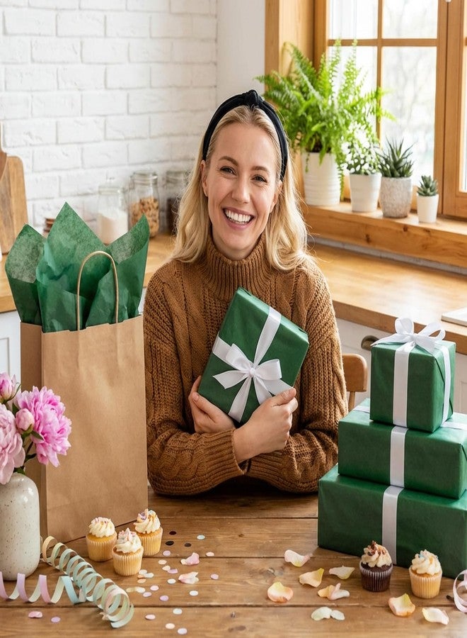 Bobobag بوبوباج، ١٠٠ ورقة مناديل ورقية خضراء داكنة، مقاس ٢٠ × ١٤ بوصة، مناسبة لأكياس الهدايا، وتغليف الهدايا، وتزيين أعياد الميلاد والذكرى السنوية والمناسبات الفنية والحرفية. - Image 4