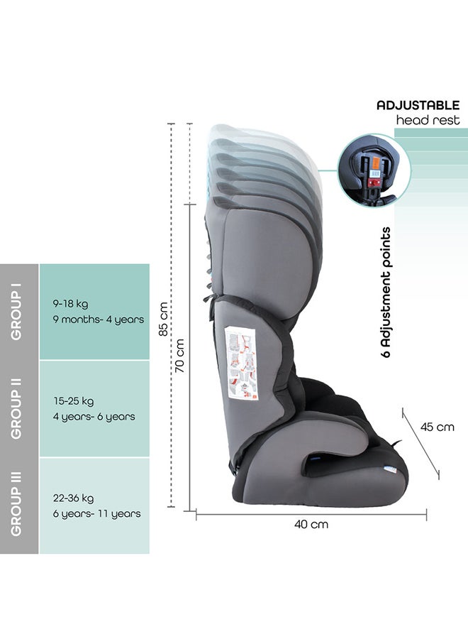 Moon Lofty Baby Car Seat – Group 1/2/3 Forward-Facing Booster Seat for Toddlers And Kids (9–36kg), Safety Harness And Comfort Padding – Ash Grey - Image 3