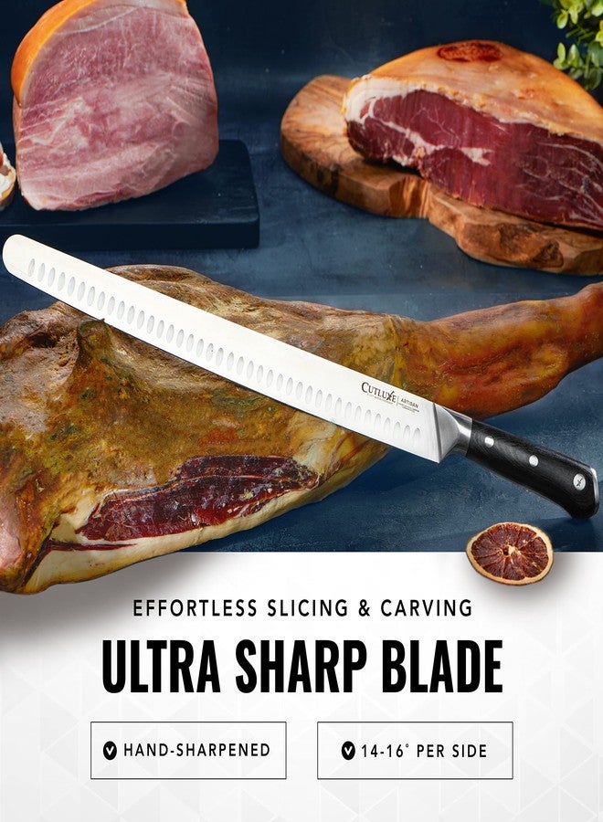 Cutluxe Couteau à Trancher 36 cm - Couteau à Barbecue, Couteau Jambon - Lame en Acier Allemand Ultra Tranchante - Manche Ergonomique Design et Pleine Soie - Série Artisan - Image 3