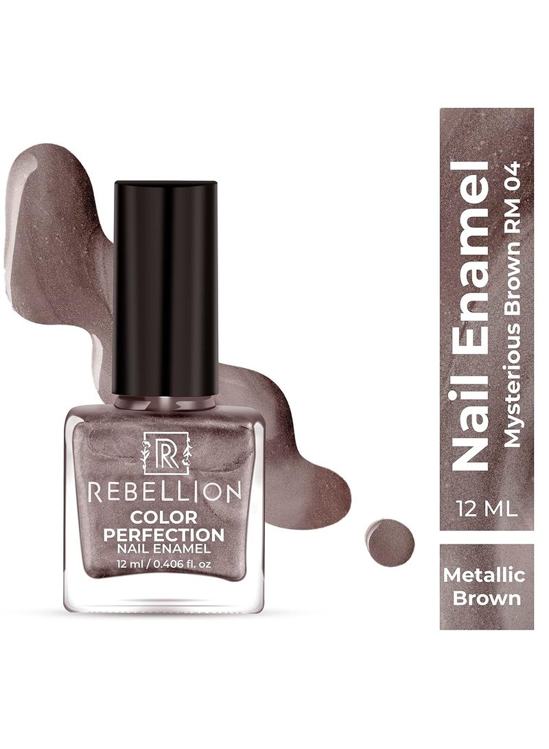 ريبيليان طلاء أظافر ريبيليون كلر بيرفيكشن 12 مل بني معدني غامض بني RM04 - Image 2