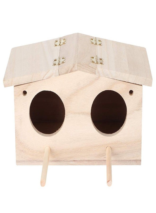 Parakeet Nesting Box, 23x12. 9x12. 5cm Platane Wood Dual Holed Door Cockatiel Nesting Box Parakeet Nest with Pack Fitting for Birds, Swallows, And Parrots - Image 4