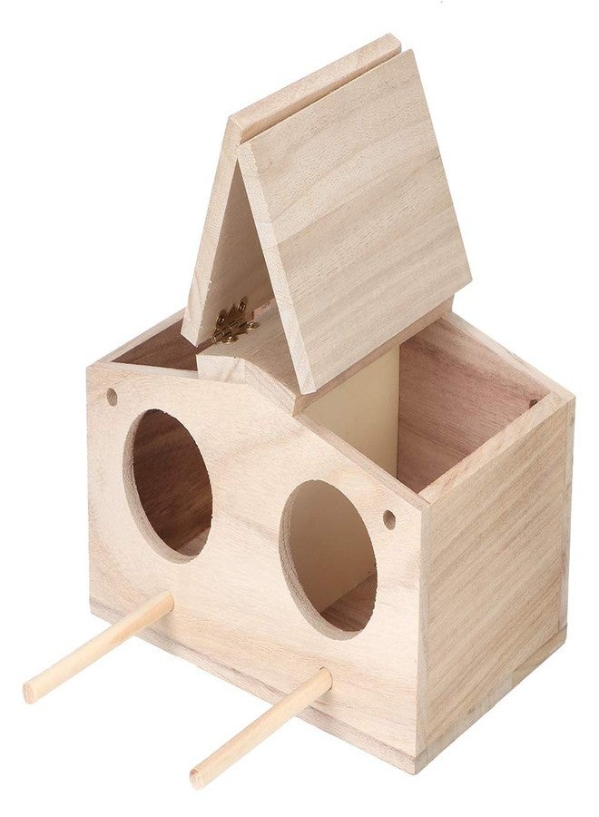 Parakeet Nesting Box, 23x12. 9x12. 5cm Platane Wood Dual Holed Door Cockatiel Nesting Box Parakeet Nest with Pack Fitting for Birds, Swallows, And Parrots - Image 2