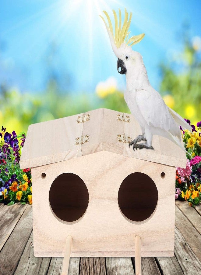 Parakeet Nesting Box, 23x12. 9x12. 5cm Platane Wood Dual Holed Door Cockatiel Nesting Box Parakeet Nest with Pack Fitting for Birds, Swallows, And Parrots - Image 1