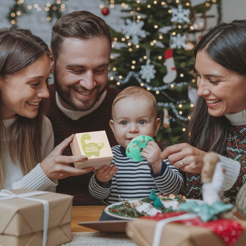 ashtonbee Dinosaur Baby Teething Toys, Textured Sensory Toys for Babies, Lightweight Soft Baby Sensory Toys, BPA-Free Silicone Infant Teething Toys, 0-18 Months, Teething Baby, Easy to Clean - Kiwi Green - Image 3