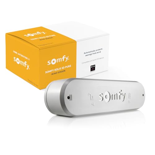 Somfy Eolis 3D Wirefree RTS Wind Sensor Wireless Wind Protection for RTS Awnings Works with Sun Setter Awnings Advanced 3D Detection Pure White Color 1816081
