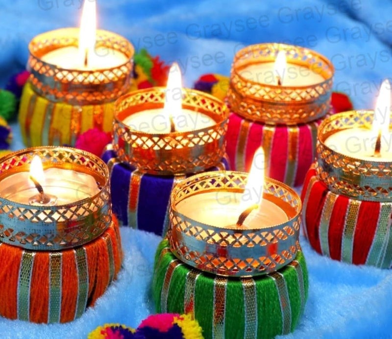 DIGSMORDEN DIGSMORDEN Matki Shape Tealight Candle Holders for Home Decor Diwali Decoration Items Diwali Gift Items Diwali Decoration Items for Home Decor Lotus Diwali Tealight Candle Pack of 6 Multicolor - Image 4
