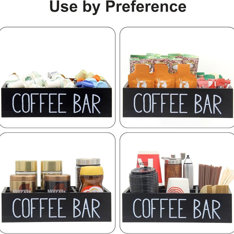 Wooden Desktop Storage Box with Compartments for Coffee and Tea Bags - Image 3