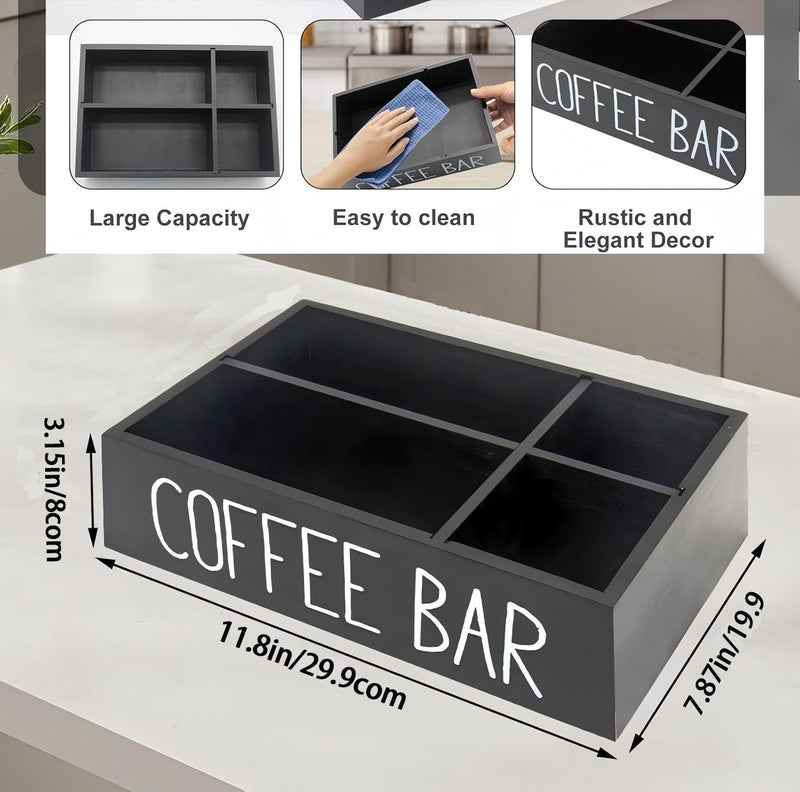 Wooden Desktop Storage Box with Compartments for Coffee and Tea Bags - Image 2