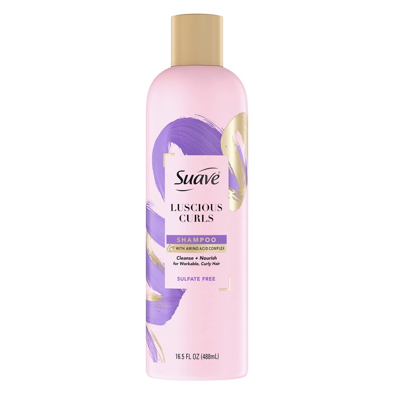 Suave Pink Luscious Curls Shampoo for Defining Curly Hair with Amino Acid Complex 16.5 oz - Image 1
